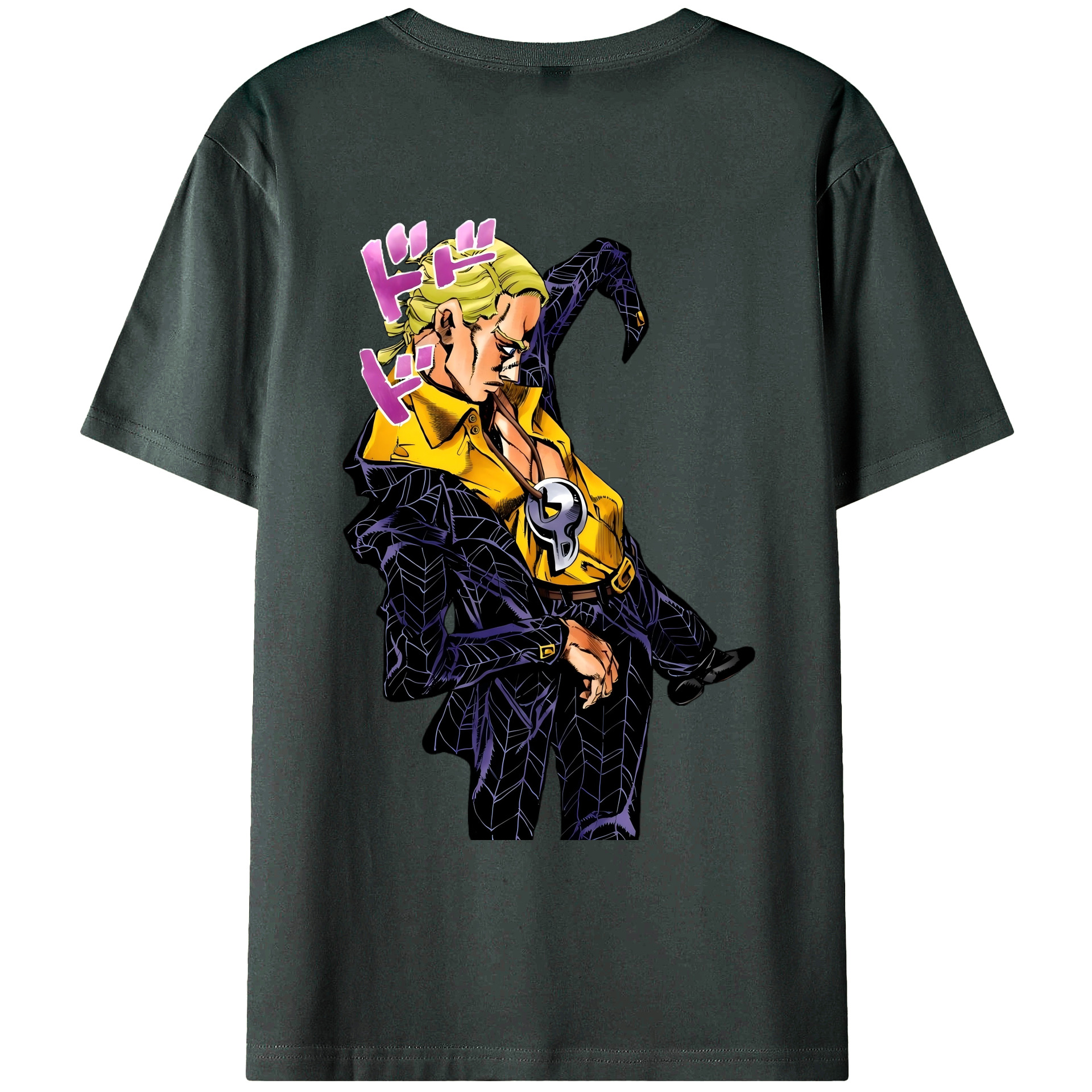（画像用） ジョジョの奇妙な冒険 プロシュート JoJo's Bizarre Adventure Prosciutto 綿100％ メンズ半袖Tシャツ（バックプリント） 通気性